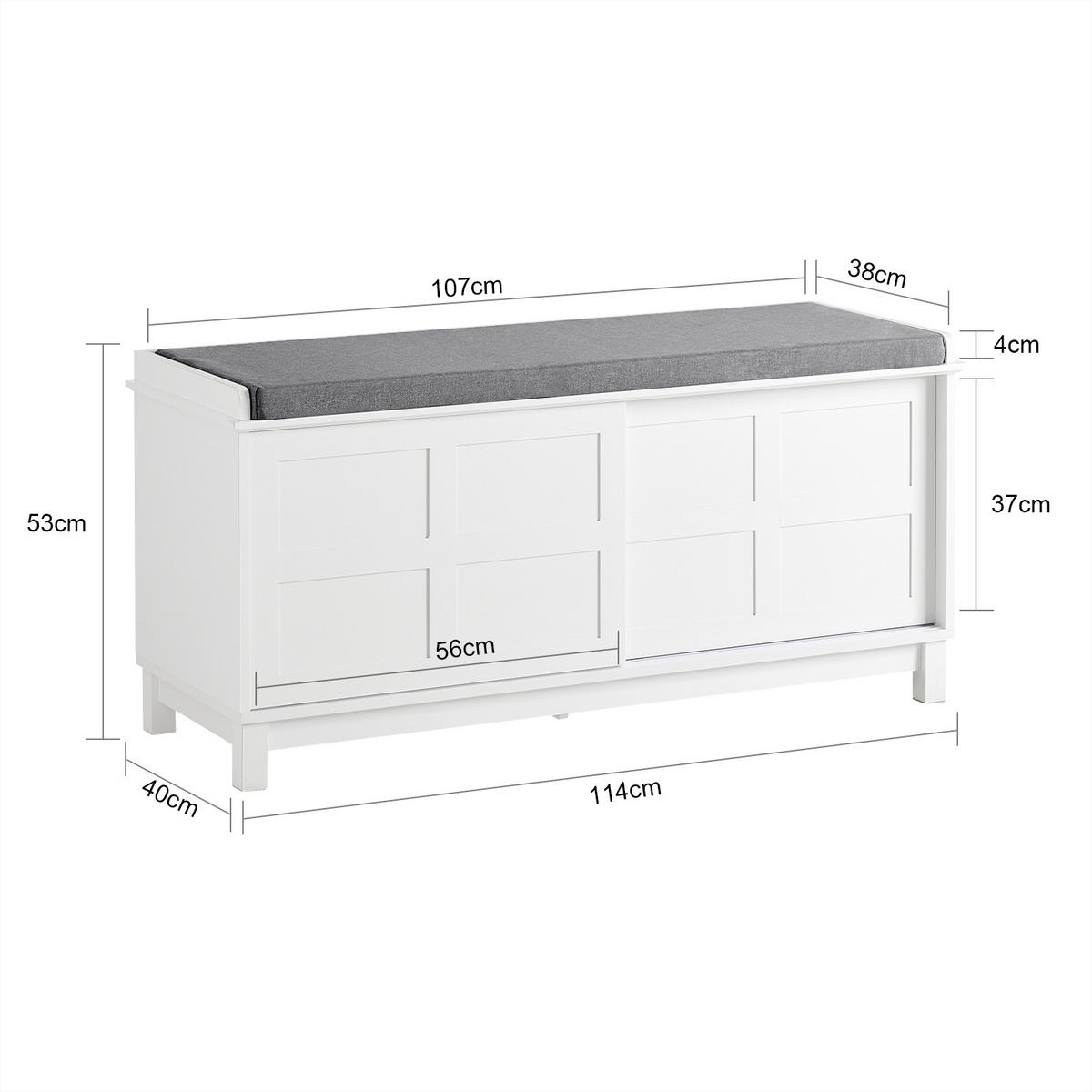 SCHUHBANK Weiß - Weiß, Holzwerkstoff (114/53/40cm) - SoBuy