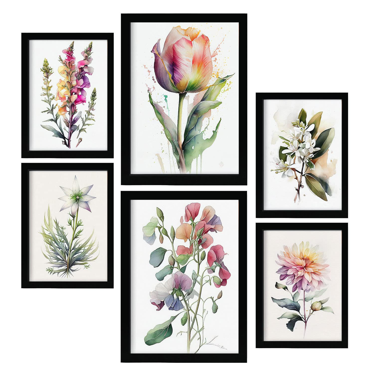 POSTER Set Mit 6 Wilde Blumen Vollfarbige Blumenmotiven A3 & A4 Rahmenlos - Klar, Papier (29/3cm) - Nacnic