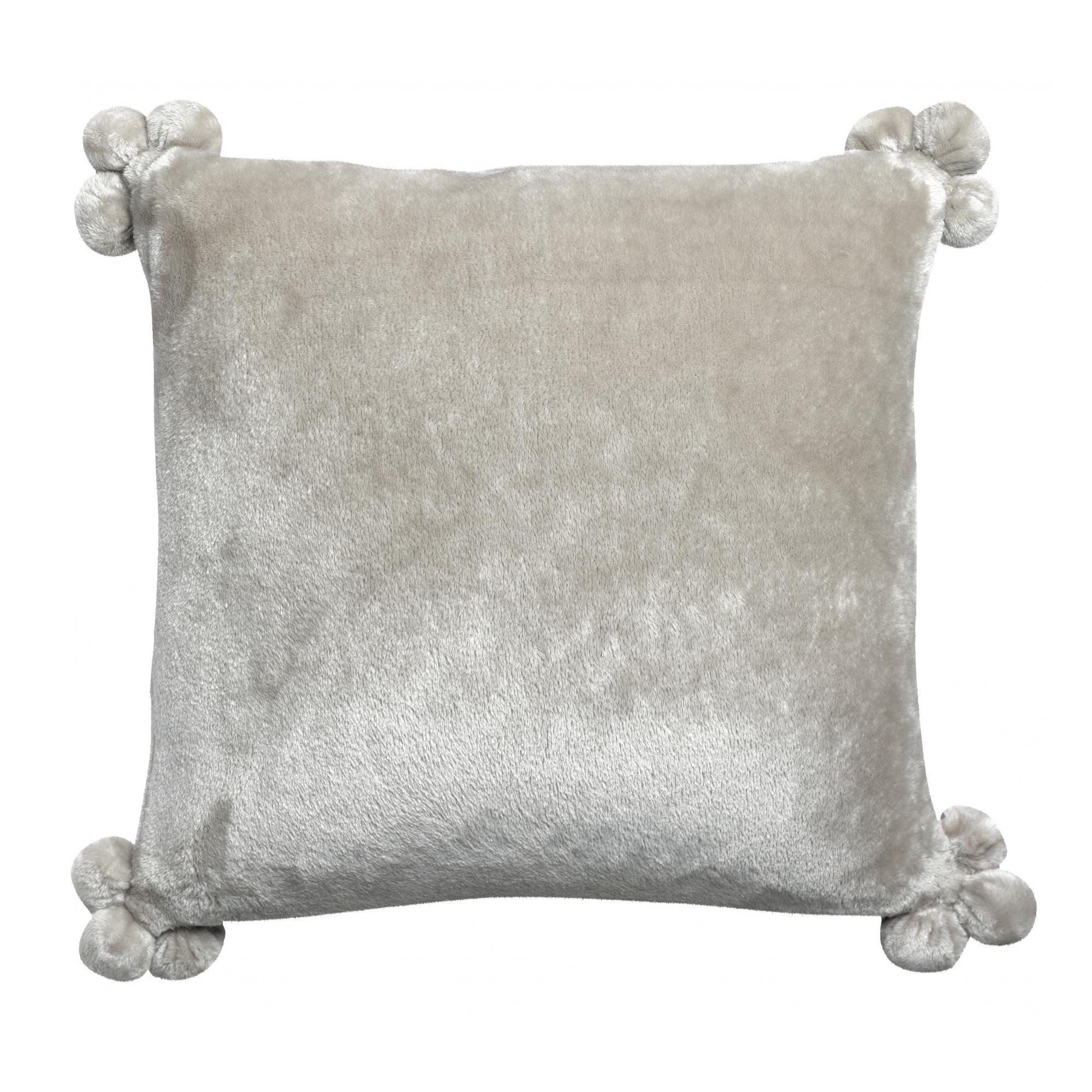 KISSEN Tender Pompons perlweiß 45 x 45 cm - Hellgrau, Textil (45/45cm) - Vivaraise