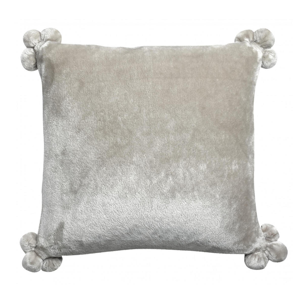 KISSEN Tender Pompons perlweiß 45 x 45 cm - Hellgrau, Textil (45/45cm) - Vivaraise