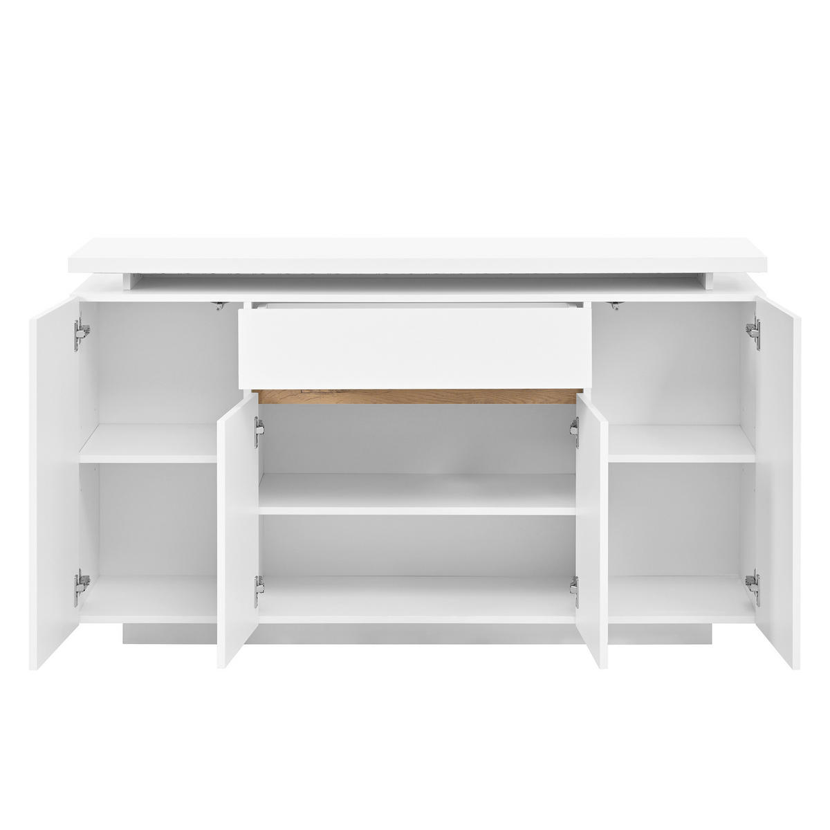 SIDEBOARD DE-37914 mit LED-Beleuchtung und 4 Türen Weiß - Weiß, Holzwerkstoff (140/80/40cm) - ComfortXL