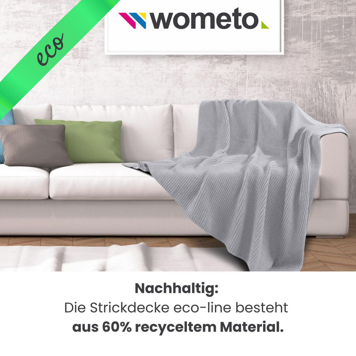 STRICKDECKE eco-line weiß 140/190 cm aus 60% recycelten Materialien - Weiß, Textil (140/190cm) - wometo