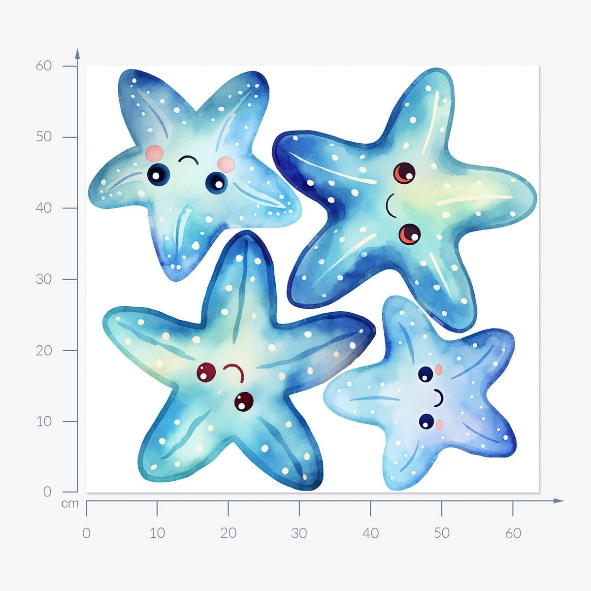 WANDAUFKLEBER 60x64cm - Niedlicher Seestern - Multicolor, Kunststoff (60/64/0.1cm) - Wallfluent