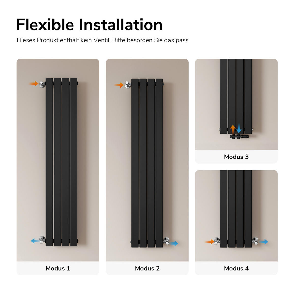 HEIZKÖRPER Flachheizkörper Schwarz 160/30/4,9 cm - Anthrazit, Metall (30/160/4.9cm) - EMKE
