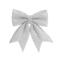 WEIHNACHTSSCHLEIFE mit Glitzer, Silber, 20 × 24 cm, Stoff, für Weihnachtsbaum und Dekoration - Silberfarben, Kunststoff (20/24/1cm) - LAALU