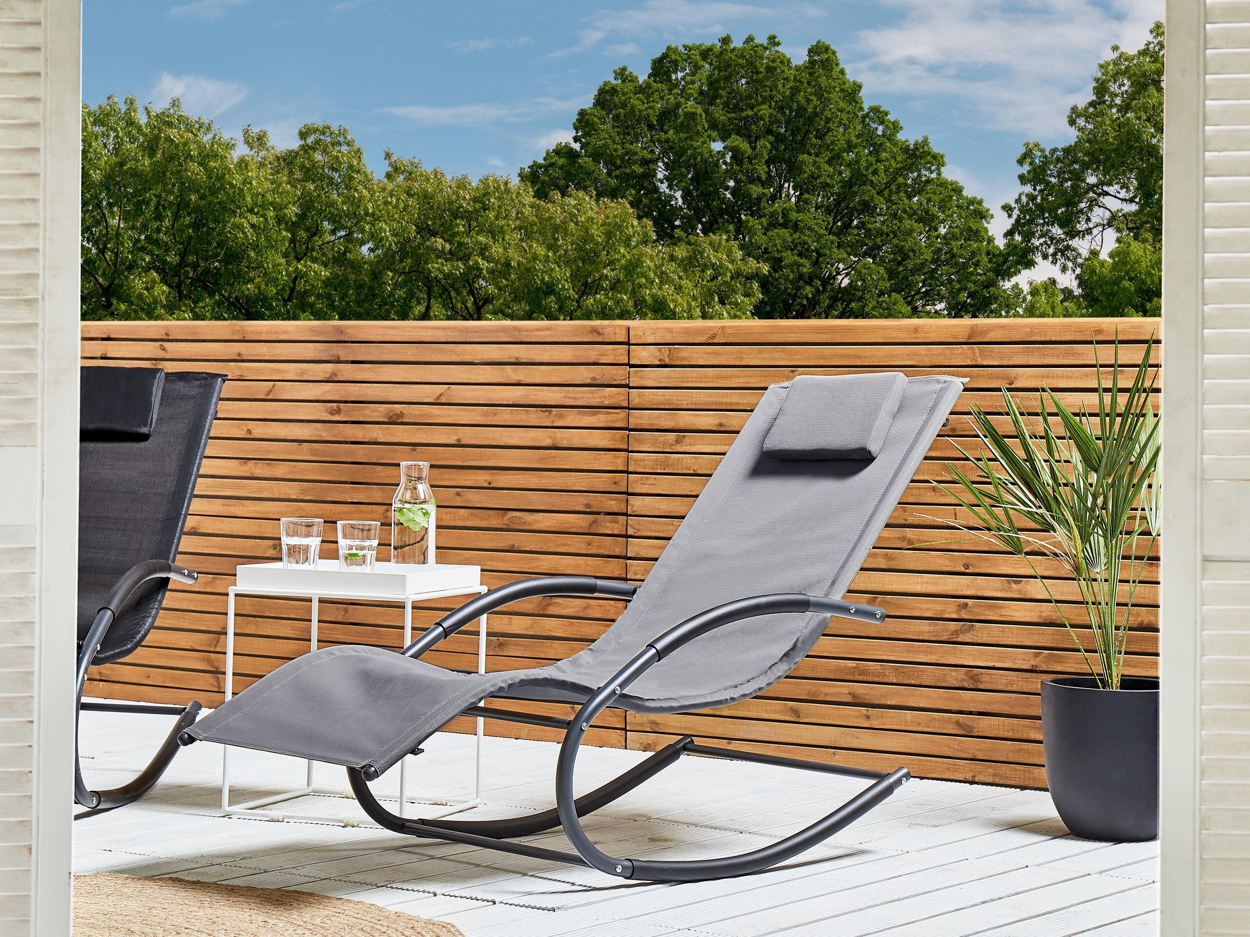 GARTENLIEGE Schaukelfunktion hellgrau Carano II - Hellgrau, Metall (60/90/155cm) - Beliani