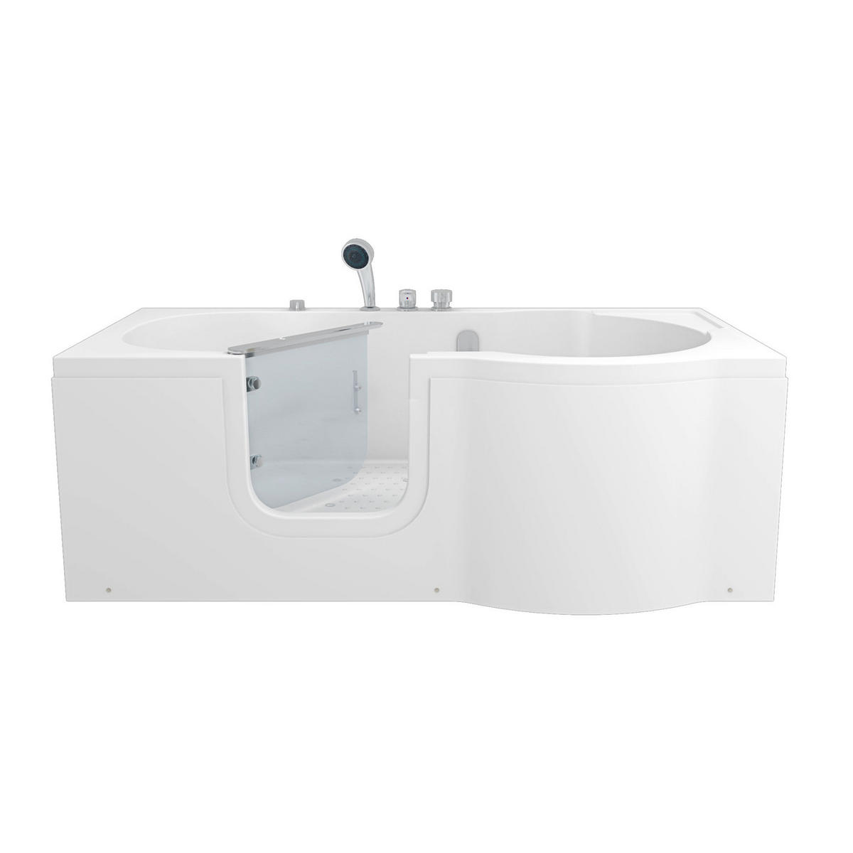 SITZBADEWANNE Senioren Wanne Sitzwanne mit Tür S12-EH-AIR-L 170x85cm - Weiß, Glas/Kunststoff (85/60/170cm) - AcquaVapore by Sandra Jentho