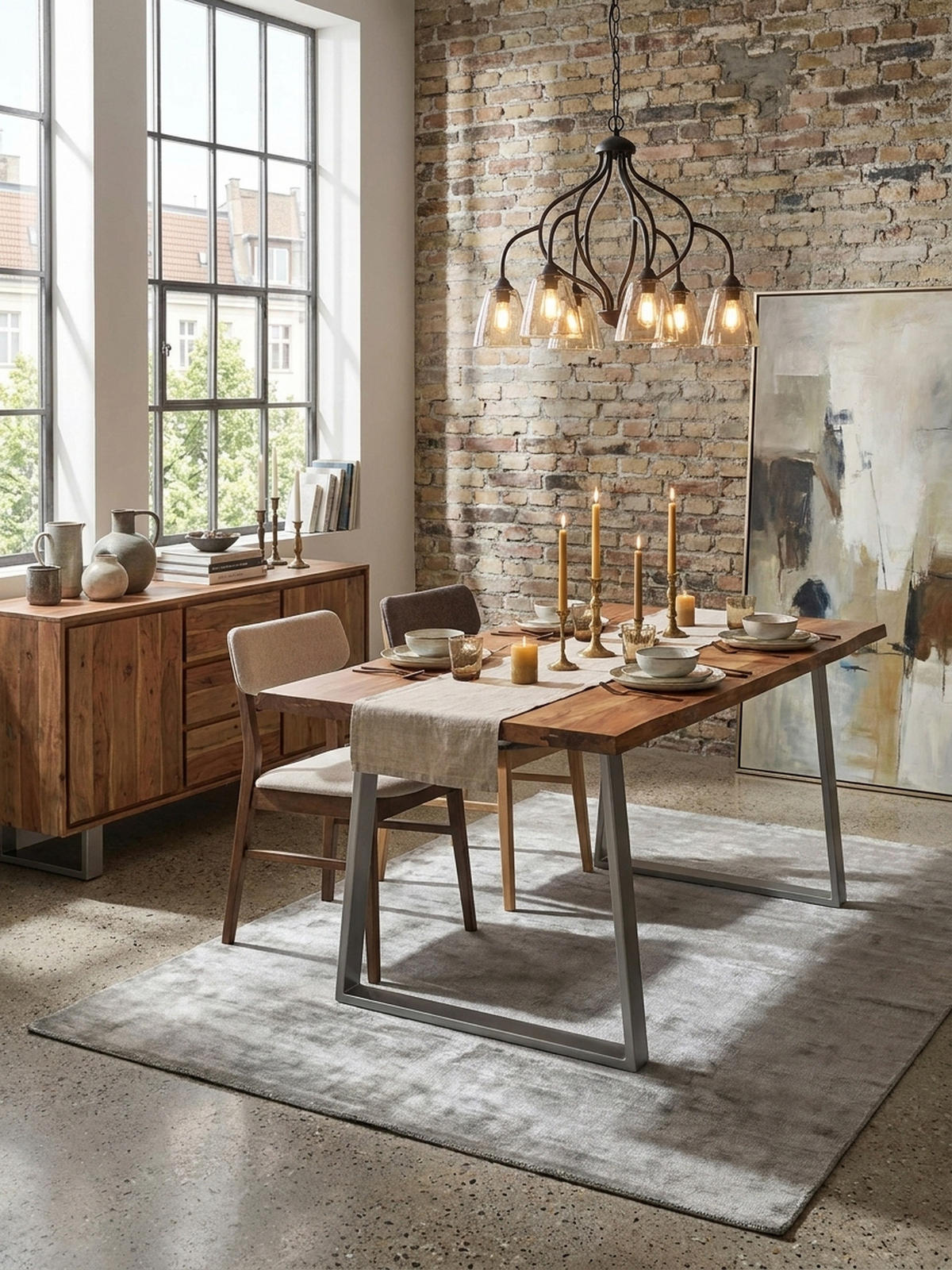 ESSTISCH Massivholz Baumkante Metallgestell Handgefertigt TARN, Goldbraun-Chrom 160x80x76 cm - Chromfarben/Braun, Holz/Metall (80/160/76cm) - KADIMA DESIGN