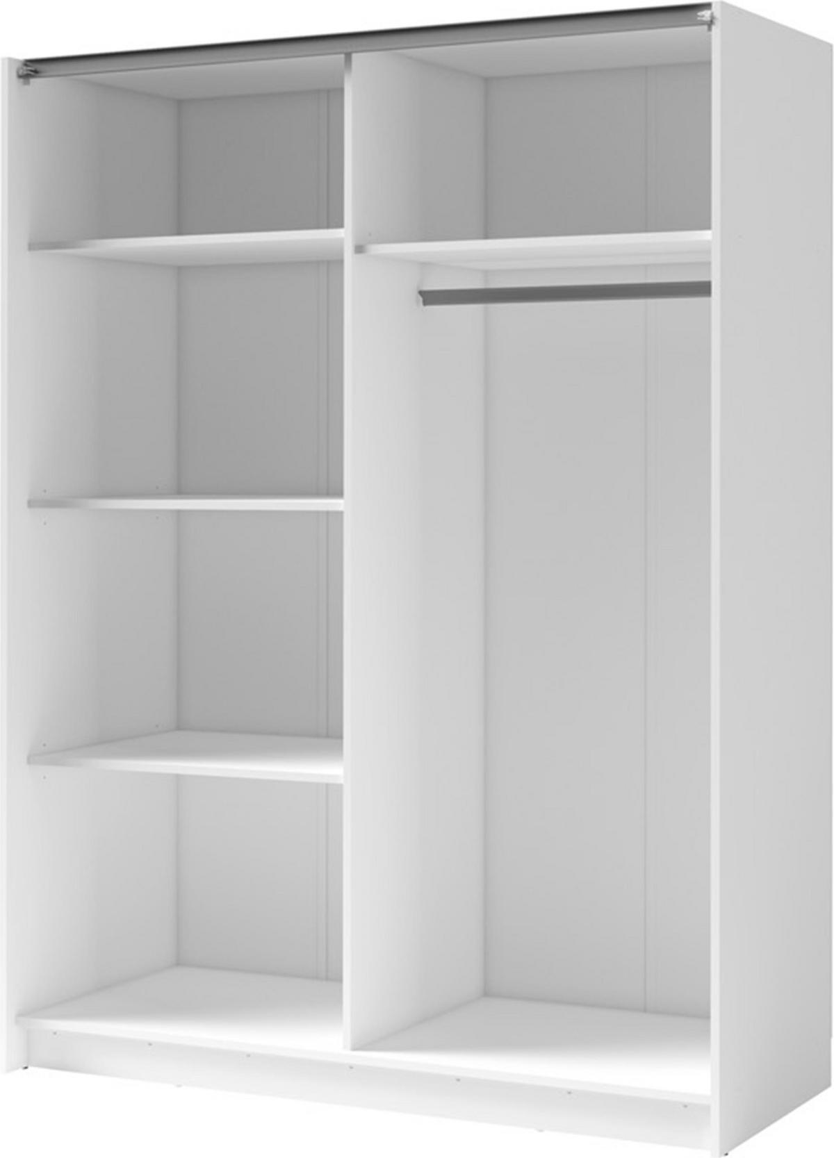 KLEIDERSCHRANK Beralto Beige 150/198,5/63,5 cm – mit Spiegel und Lamellenfront - Beige, Holzwerkstoff (150/198.5/63.5cm) - AX Living
