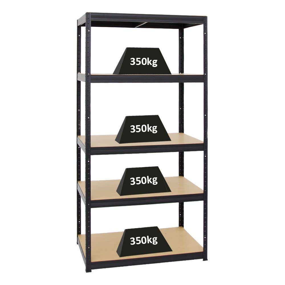 SCHWERLASTREGAL Slim Elephant M 180x90x60 cm 5 Ebenen Fachlast 350 kg Schwarz - Schwarz, Metall (90/180/60cm) - PROREGAL