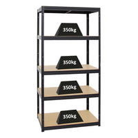SCHWERLASTREGAL Slim Elephant M 180x90x60 cm 5 Ebenen Fachlast 350 kg Schwarz - Schwarz, Metall (90/180/60cm) - PROREGAL