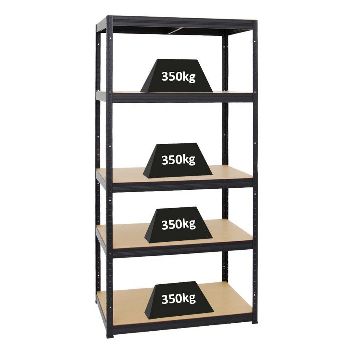 SCHWERLASTREGAL Slim Elephant M 180x90x60 cm 5 Ebenen Fachlast 350 kg Schwarz - Schwarz, Metall (90/180/60cm) - PROREGAL
