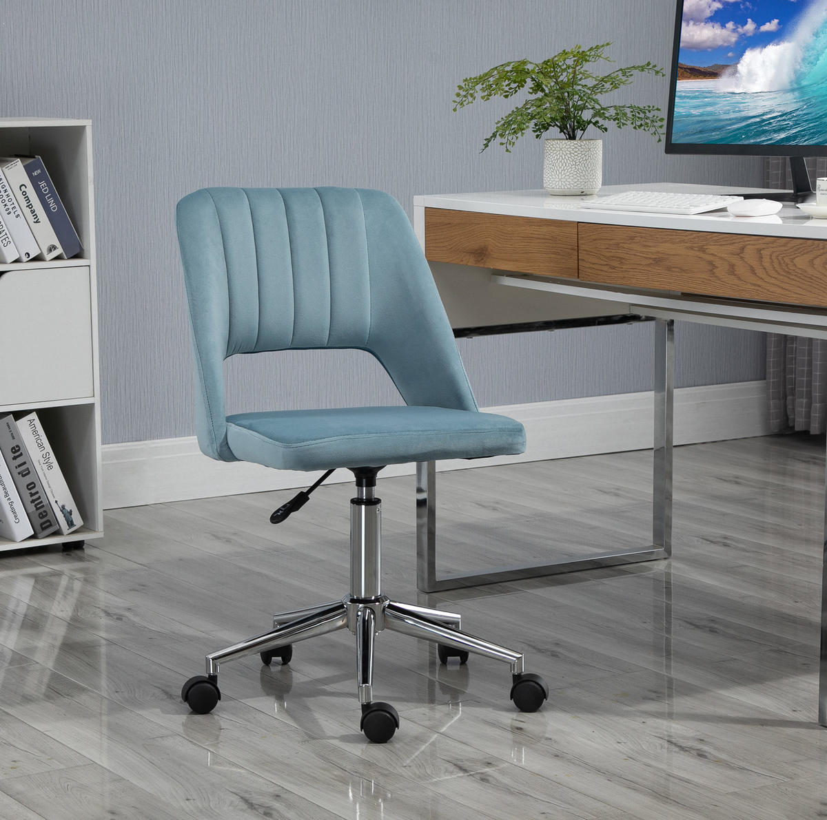 DREHSTUHL 49/79-91/60 cm Blau aus Polyester höhenverstellbar - Blau, Kunststoff (60/91/49cm) - OKMYHOME