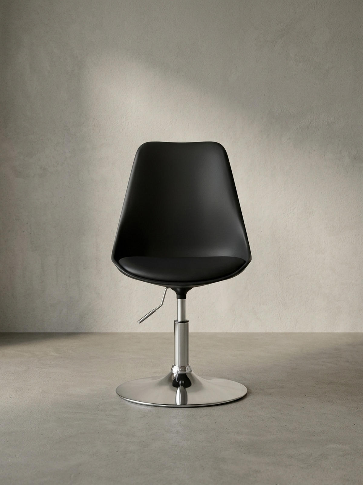 DREHSTUHL Kunstleder Trompetenfuß Chromgestell, Schwarz 46x46x88 cm - Silberfarben/Schwarz, Kunststoff/Textil (46/88/46cm) - KADIMA DESIGN