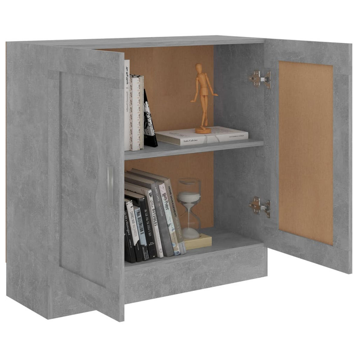 BÜCHERSCHRANK mit 2 Fächern, 2 Türen 82,5/30,5/80 cm aus Holzwerkstoff Betongrau - Hellgrau, Holz (82.5/80/30.5cm) - vidaXL