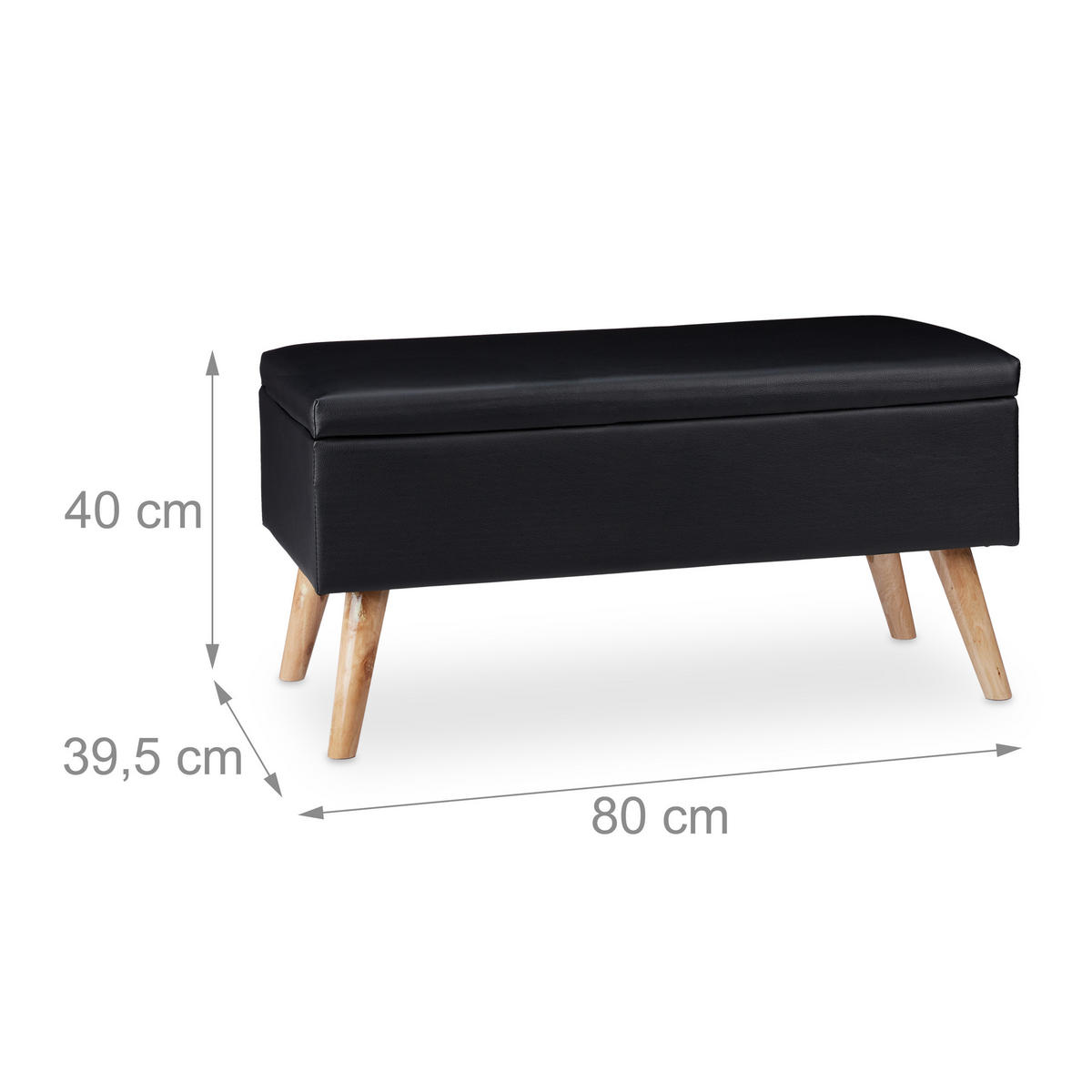 SITZBANK - Schwarz, Holz/Holzwerkstoff (80/40/39.5cm) - Relaxdays