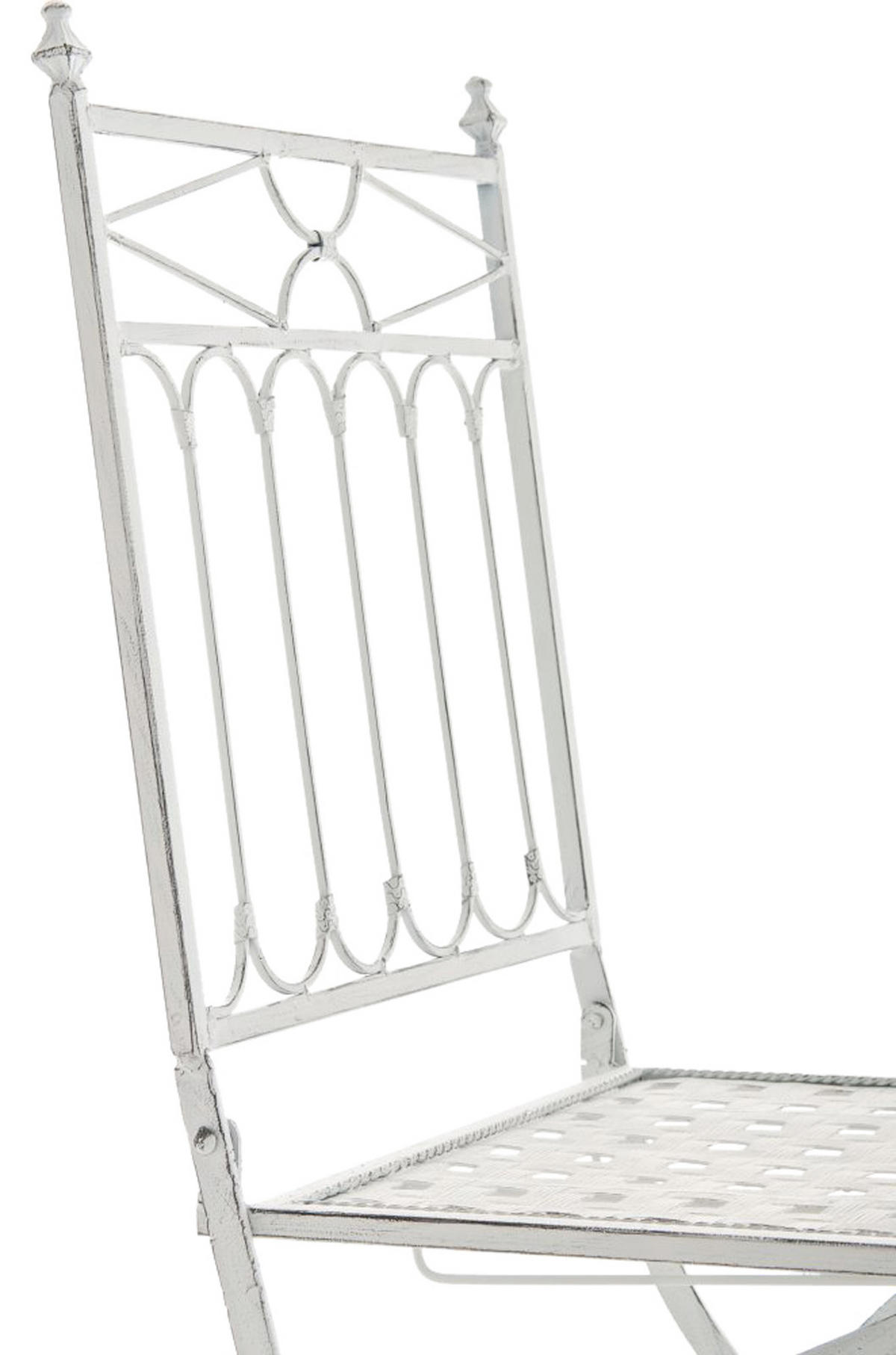 GARTENKLAPPSTUHL 2er Set Metall antik weiß - Weiß, Metall (42/94/40cm) - CLP