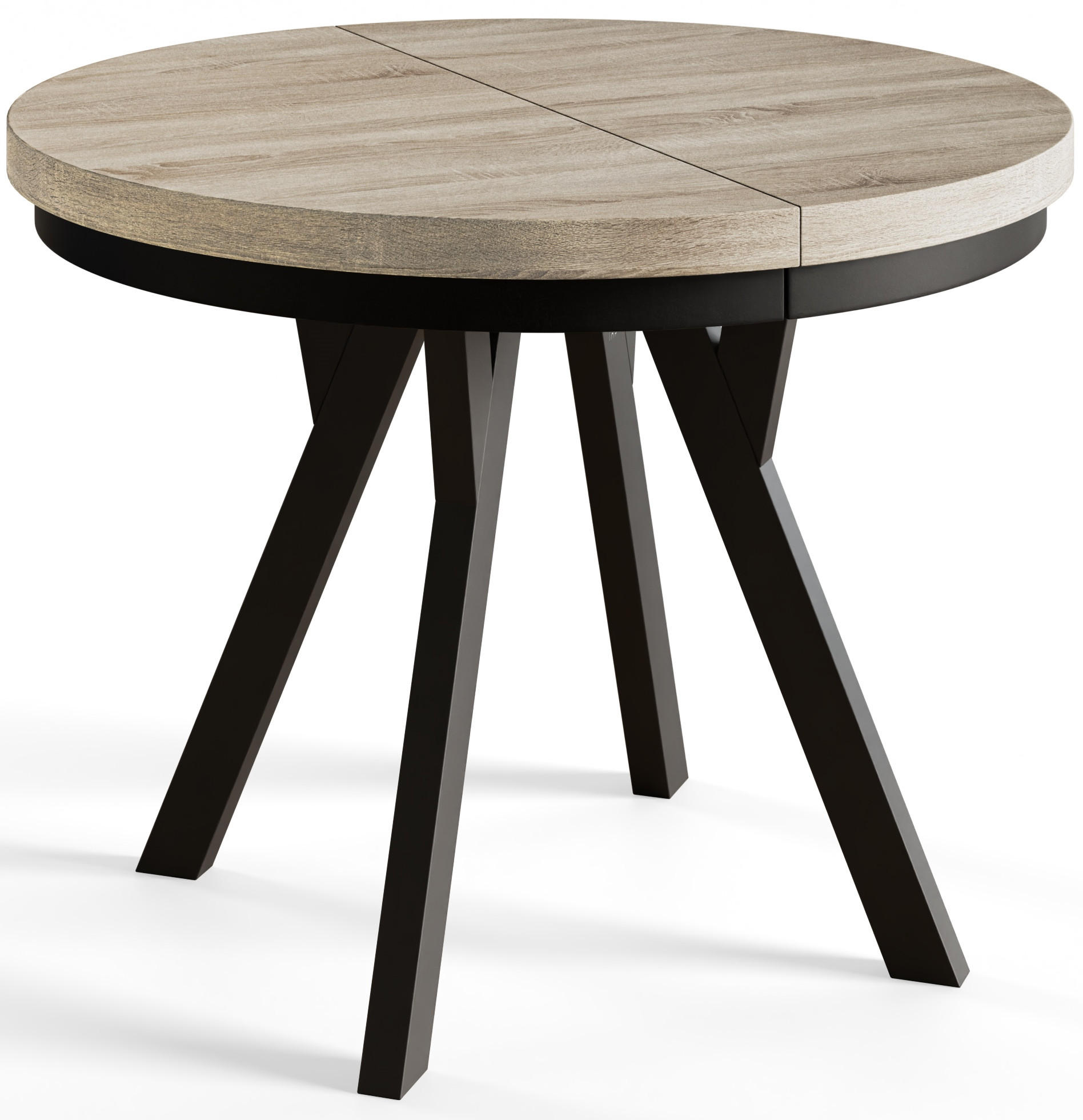ESSZIMMERTISCH EVO, ausziehbarer Tisch 110 cm bis 210 cm, Farbe: SONOMA, mit Holzbeinen in Farbe Schwarz - Schwarz/Sonoma Eiche, Holzwerkstoff (110/110/77cm) - Alpi-Möbel