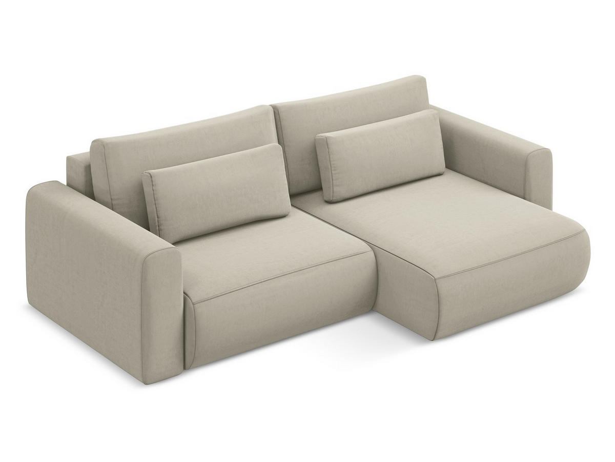 ECKSOFA mit Schlaffunktion Strukturstoff Stoff Blau - Blau/Blaugrau, Kunststoff/Textil (148/257cm) - Makamii