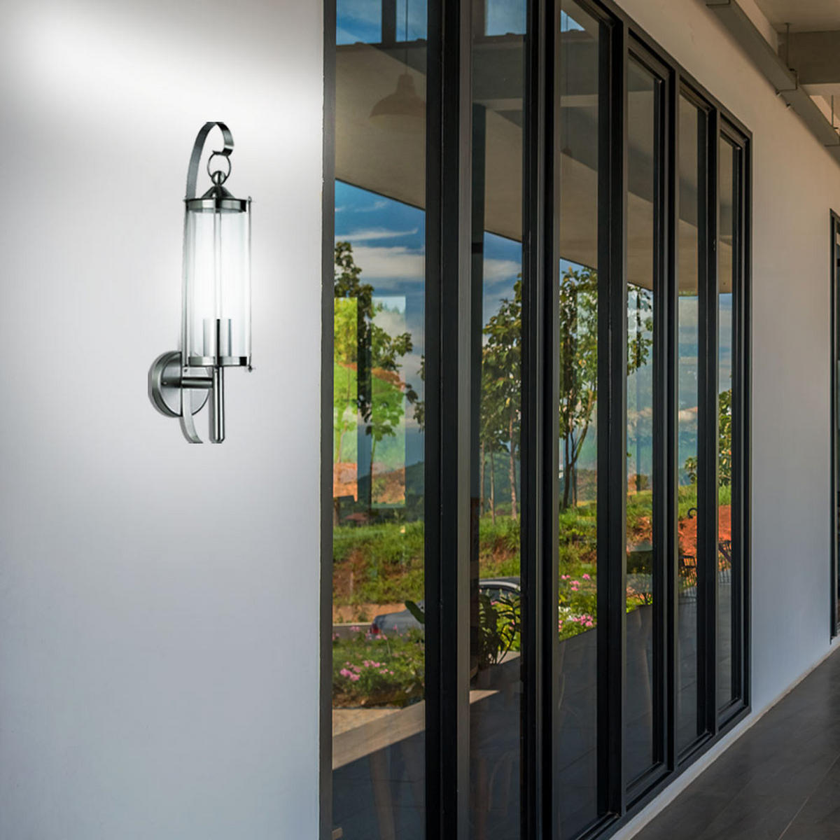 WANDLAMPE Edelstahl Glas Silber - Silberfarben, Metall (15.5/11.4/52.5cm)