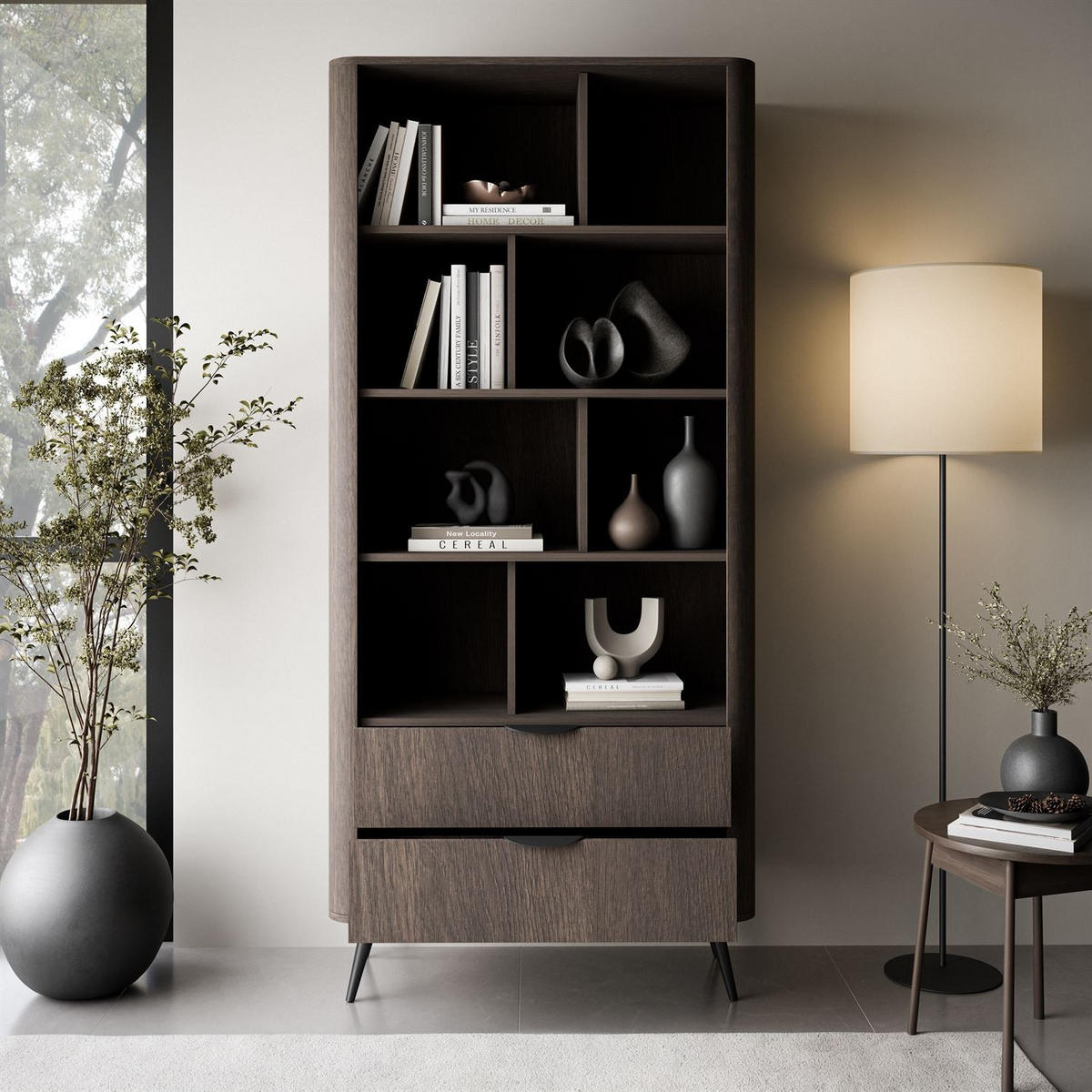 REGAL TWILIGHT mit Schubladen - Eichefarben, Holzwerkstoff (88/194/38cm) - Lookway