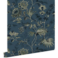 TAPETE Blumenmuster 53 cm x 10.05 m - Blau, Papier (53/1000cm) - ESTAhome