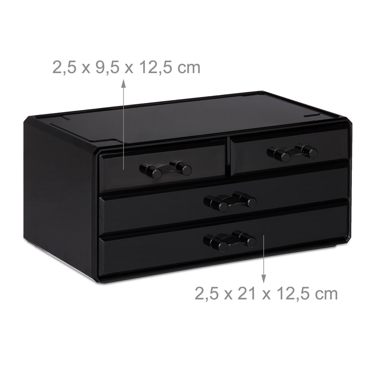 MAKEUP Organizer - Schwarz, Kunststoff (24/19/13.5cm) - Relaxdays
