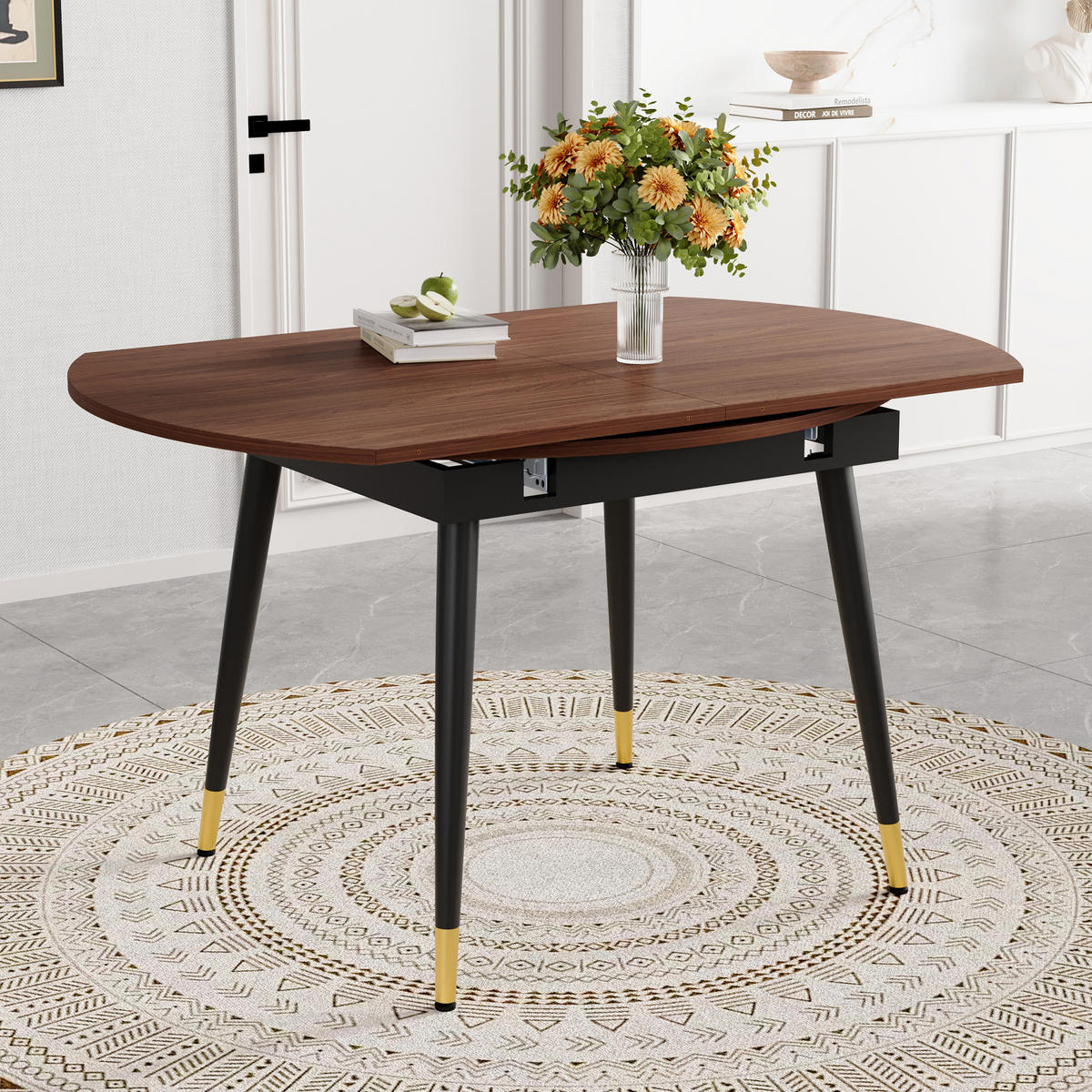 ESSTISCH ausziehbar rund/oval DE-40083 Nussbaum - Walnussfarben, Holzwerkstoff (85/135/77cm) - ComfortXL