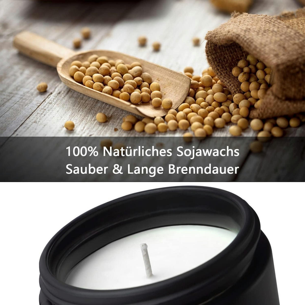 DUFTKERZE Sojawachs Sandelholz 200g - Schwarz, Paraffin (9cm)