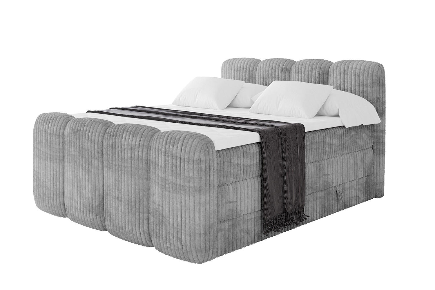 BOXBETT mit Matratze H3|H4 und Lattenrost - NINA-Z KING - 180x200 cm - Hellgrau - Hellgrau, Holzwerkstoff (180/200cm)