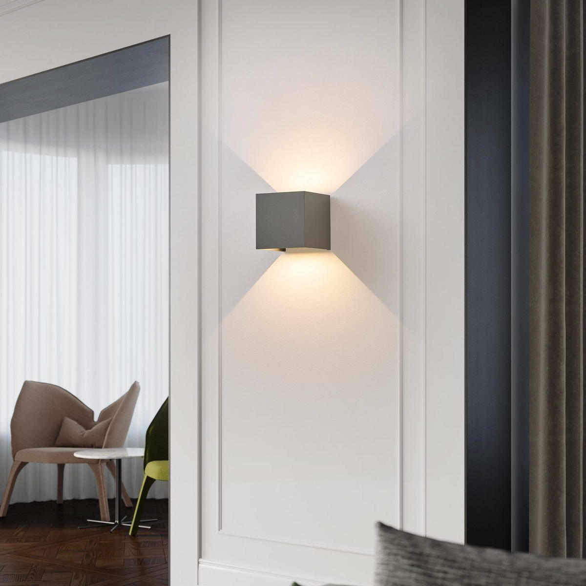 LED WANDLEUCHTE Inspiration 1er-Set - Grau, Metall (10/10/10cm) - Nettlife