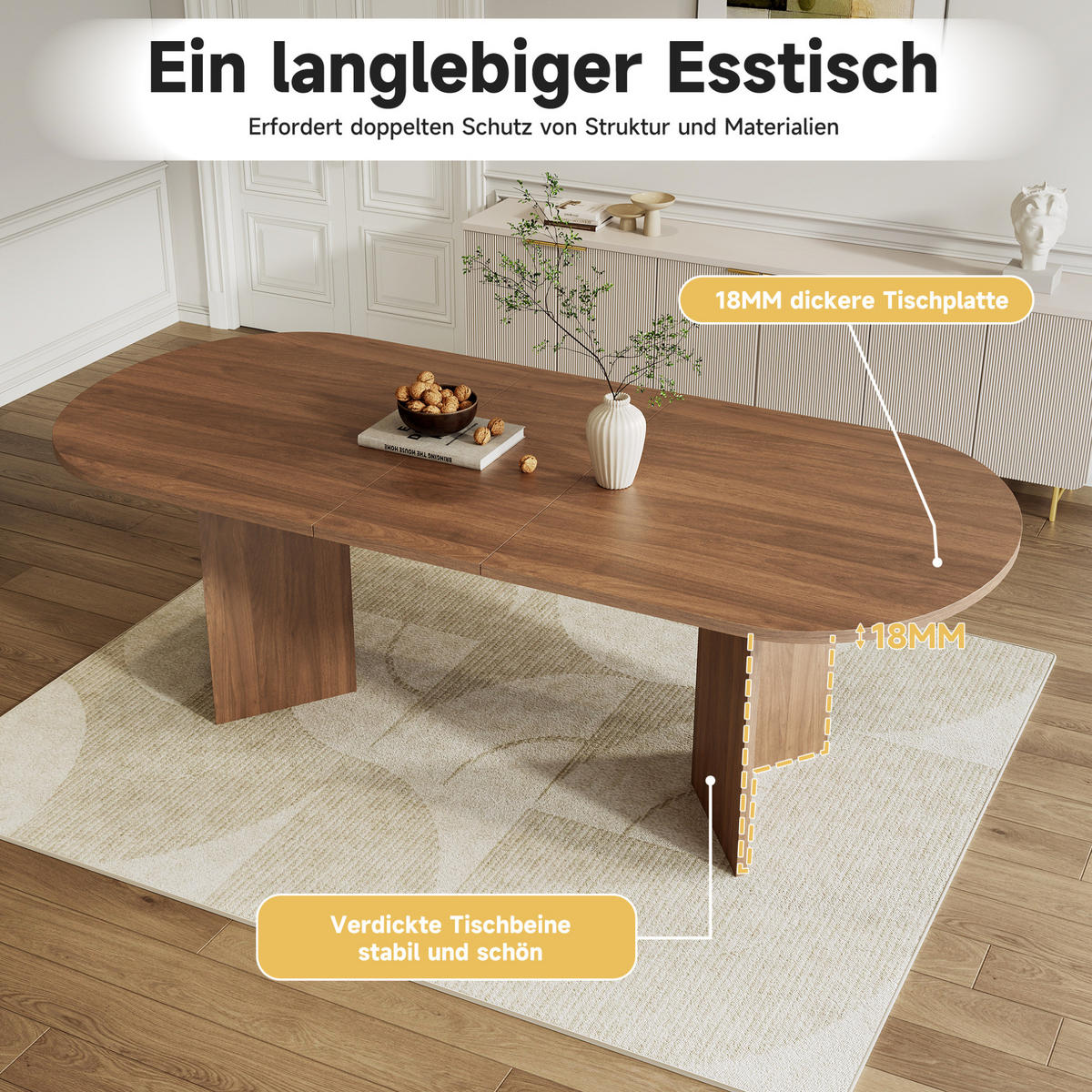 AUSZIEHTISCH 160/200/90 cm walnuss aus MDF mit abgerundeten Ecken - Walnussfarben, Holzwerkstoff (200/90/75cm) - OKWISH