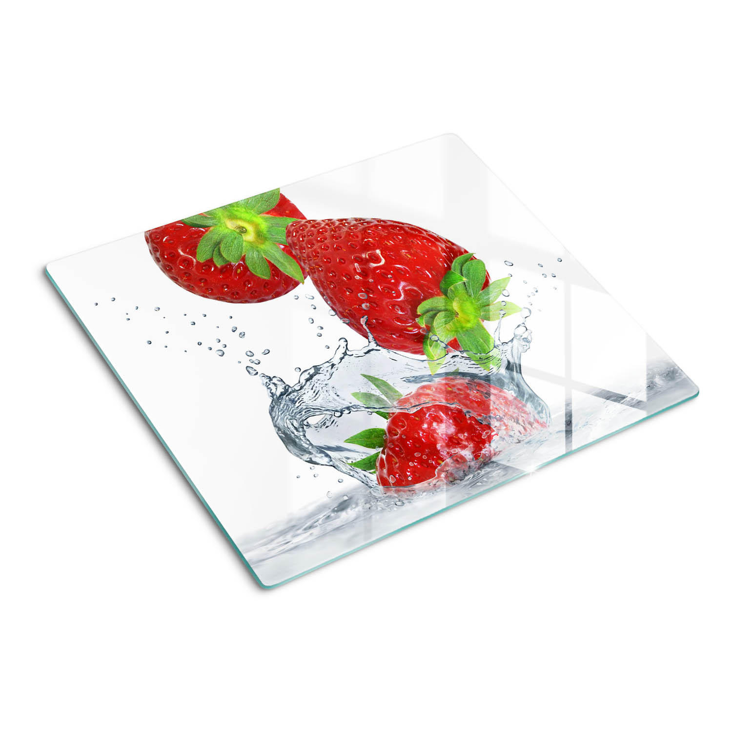 GLASPLATTE 60x52 cm Erdbeeren und Wasser - Rot, Glas (60/0.4/52cm) - TULUP