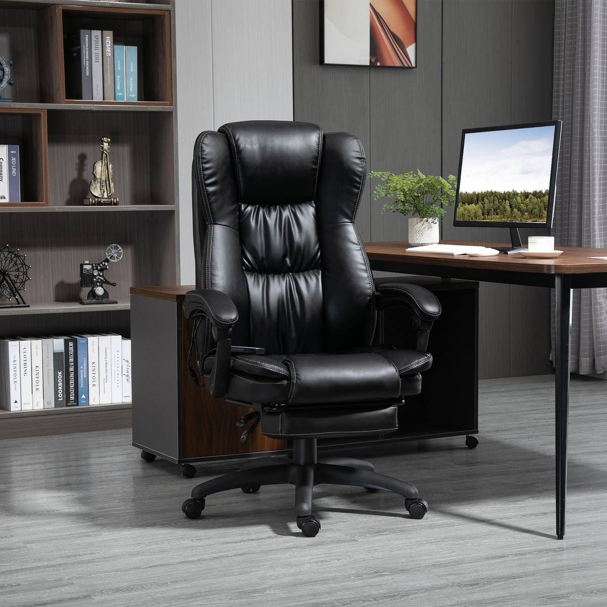 CHEFSESSEL DE-11748 mit Massagefunktion & neigbarer Rückenlehne Schwarz - Schwarz, Metall (68.5/121/68.5cm) - ComfortXL