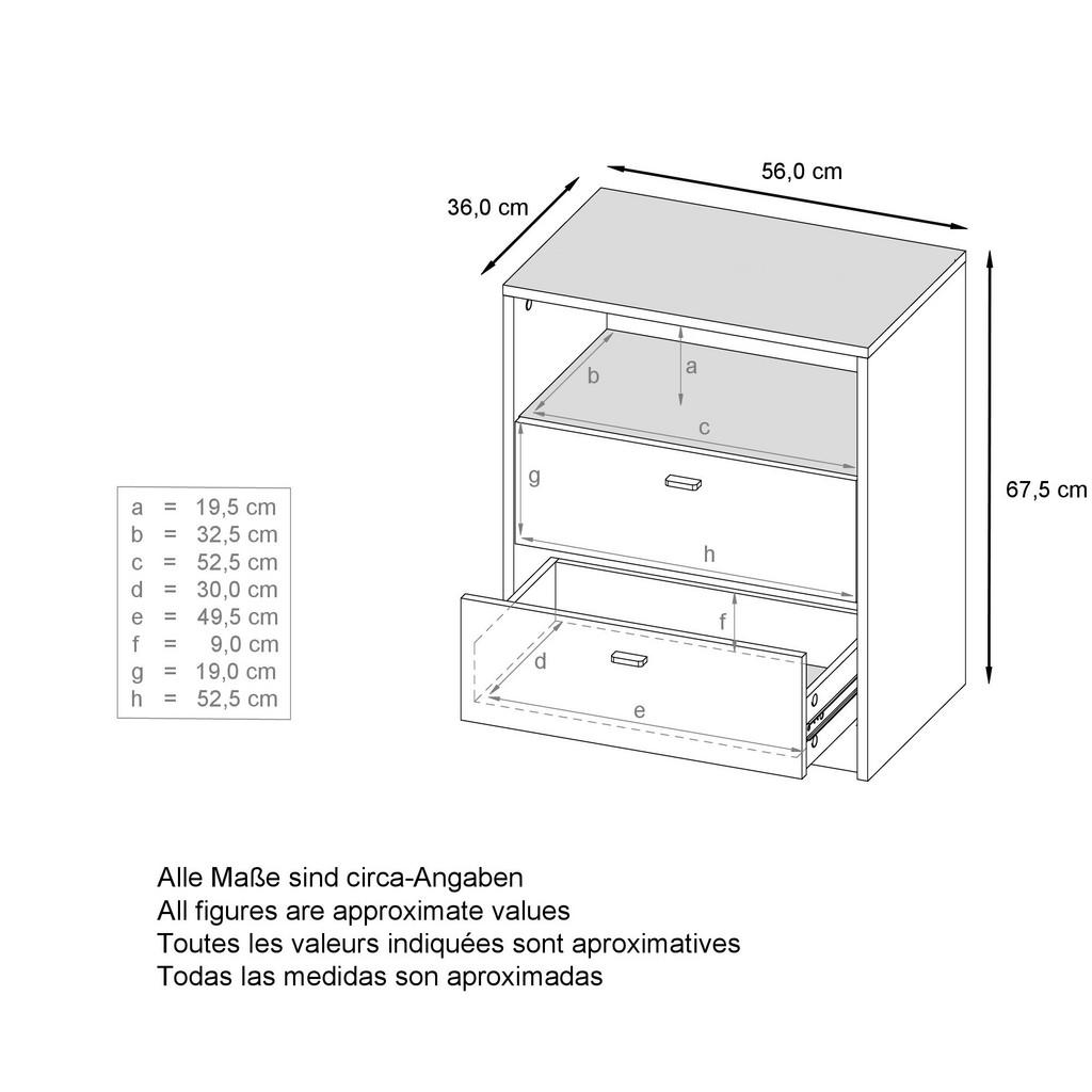 Thumbnail - Vladon Kommode, Anthrazit, Holzwerkstoff, 56x125x36 cm, Wohnzimmer, Kommoden & Sideboards, Highboards