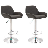 BARHOCKER 2er Set Prag Stoff chrom dunkelgrau - Chromfarben/Dunkelgrau, Textil/Metall (51/109/52cm) - TPFLiving