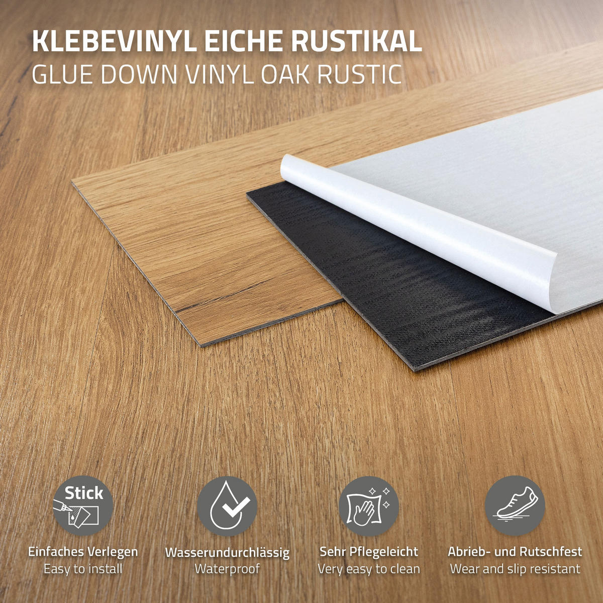 PVC BODENBELAG selbstklebend 2,23m²/16 Dielen Vinylboden Holzoptik Eiche Rustikal - Wildeiche, Kunststoff (91.5/15.3/0.2cm) - ML-DESIGN