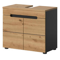 WASCHBECKENUNTERSCHRANK Eiche, grau 63 cm mit Soft-Close - Eiche Artisan/Grau, Holz/Holzwerkstoff (63/55/34cm) - Inn.Furn