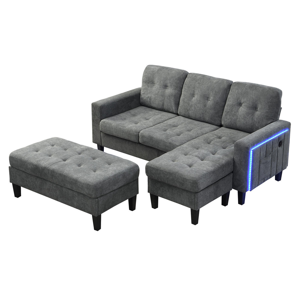 ECKSCHLAFSOFA 185/135/85 cm Antikgrau - Grau, Textil (135/185cm)