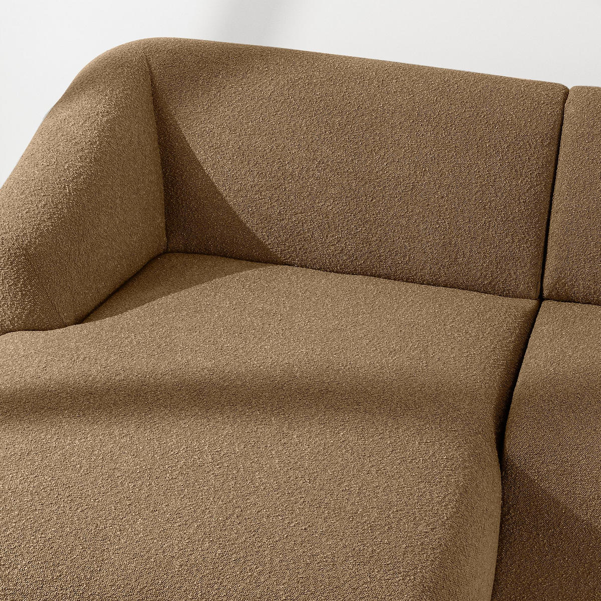ECKSOFA LINKS VIRA, Dunkelbeige, Bouclé - Schwarz/Braun, Holz/Holzwerkstoff (300/160cm) - KONSIMO®