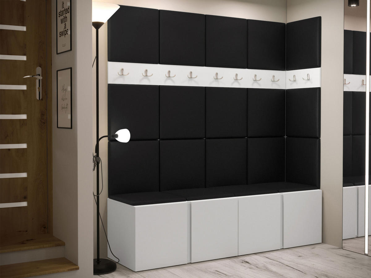 GARDEROBEN-SET Orion II - Schwarz/Weiß, Holzwerkstoff/Kunststoff (168/186/46cm) - MIRJAN24