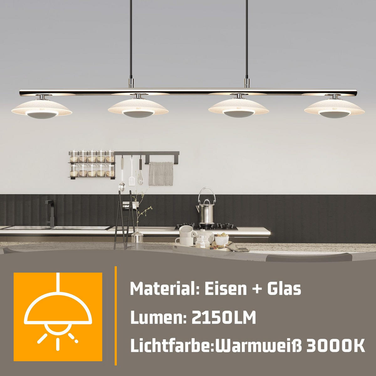 HÄNGELEUCHTE Zorvq 35/133/64 cm - Alufarben, Metall (64/35/133cm) - ZMH