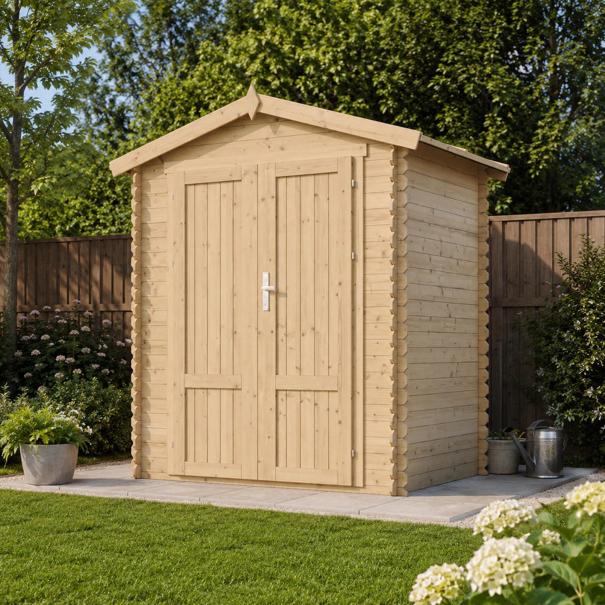 GARTENHAUS HOLZ M367F1 1,98 m² - Naturfarben, Holz (196/218/136cm) - Timbela