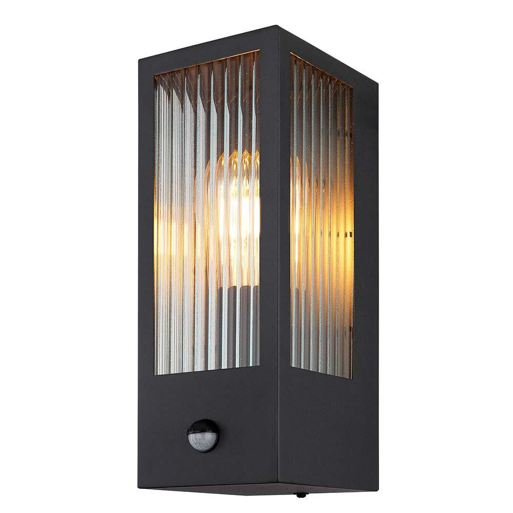 LED AUSSEN-WANDLEUCHTE Glas Schwarz - Schwarz, Glas (12/32/15.4cm) - Globo Lighting