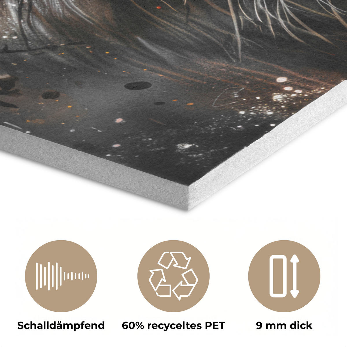 AKUSTIKPANEEL Tiger - Tiere - Porträt - Luxus - Schwarz 80x60 cm - Braun, Textil (80/0.9/60cm) - MuchoWow