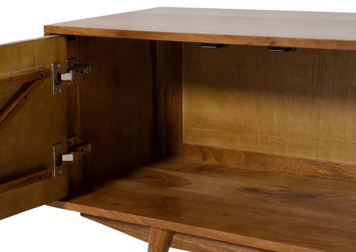 TV-BOARD Akazie 260x40x49 natur lackiert MOSAYK #118 - Braun, Holzwerkstoff (260/49/40cm) - Massivmoebel24