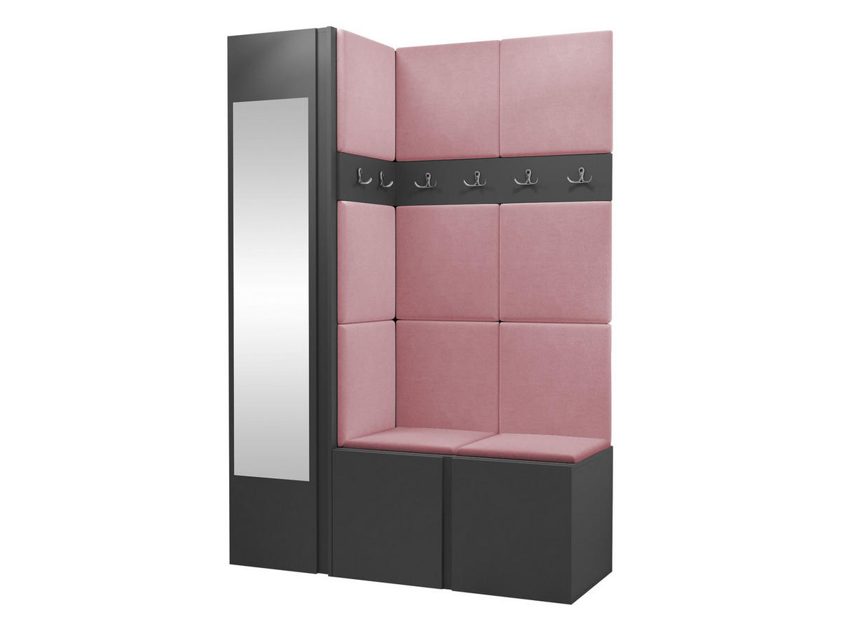 GARDEROBEN-SET Orion X - Graphitfarben/Rosa, Holzwerkstoff/Kunststoff (124/186/46cm) - MIRJAN24