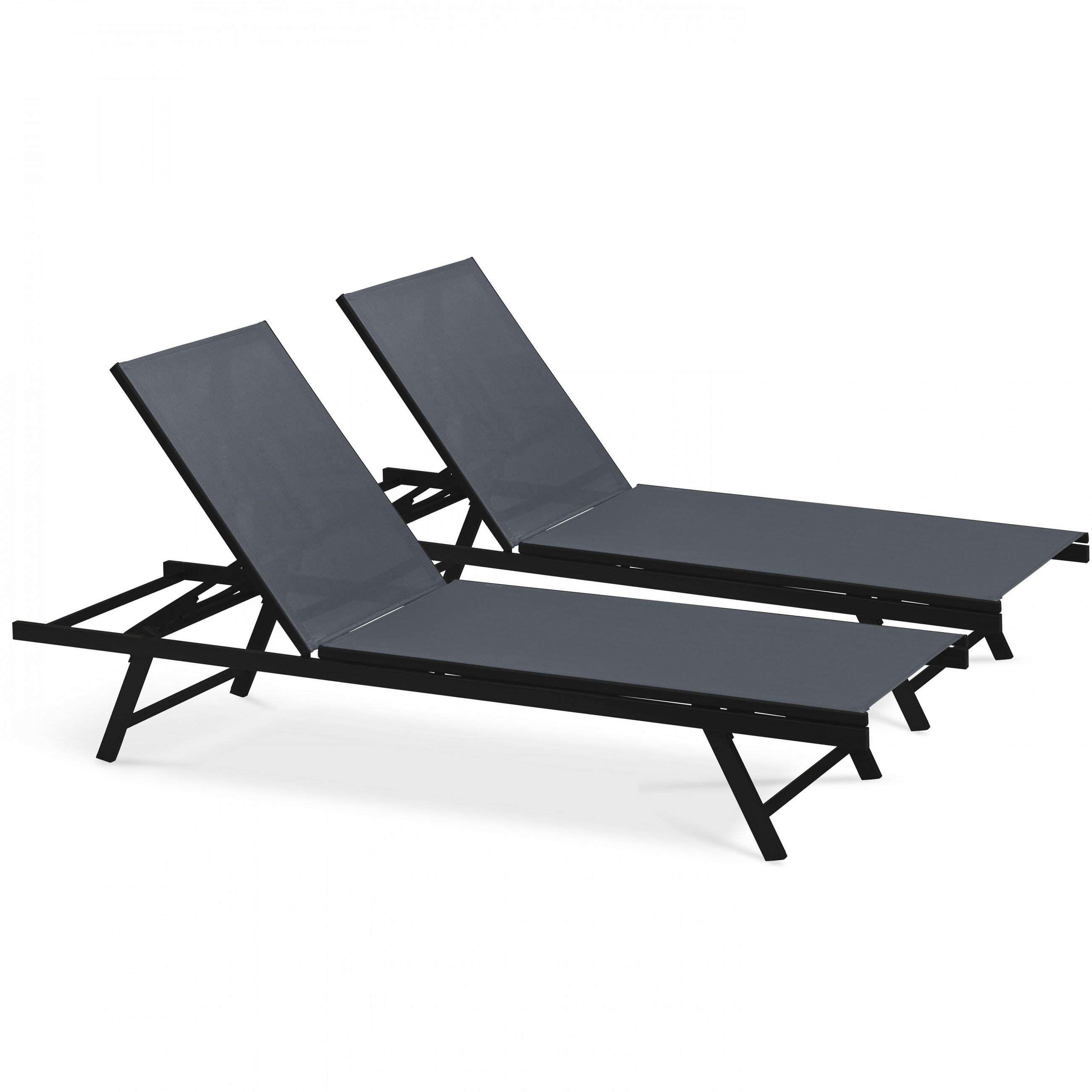 SONNENLIEGE 2-tlg., Grau - Grau, Metall (195/90/60cm) - Oviala