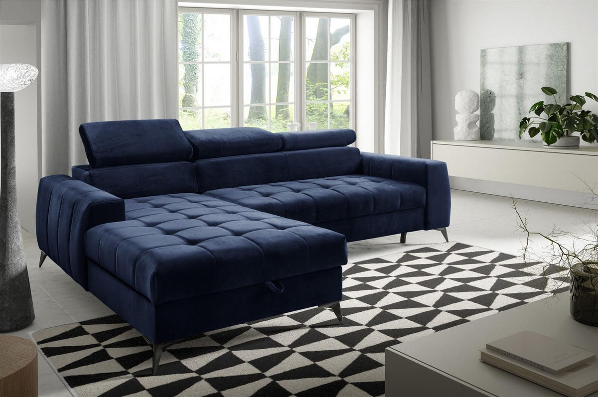 ECKSOFA Agnesa Xs In Salvador - Dunkelblau, Holzwerkstoff/Textil (260/200cm) - Fun Möbel