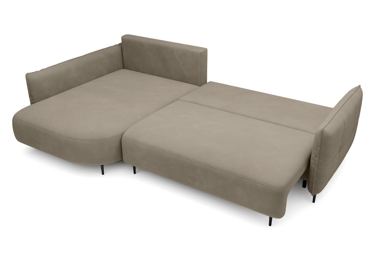 ECKSOFA Oblivio Hellbraun Velours - Hellbraun/Schwarz, Textil/Metall (285/200cm) - Selsey